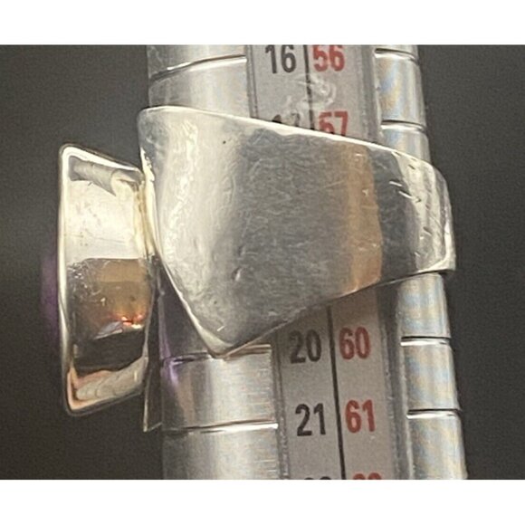 Amethyst 925 Silver Ring Bold Asymmetrical Oval Gem Quality  Sz 8.5 9.7 g Unisex - Picture 12 of 15